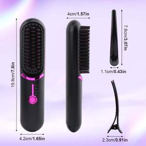 Cepillo Alisador y Rizador de Cabello 2 en 1 de Cerámica, con Pantalla LED, Funciona con Batería, Peine Eléctrico Portátil para Peinar el Cabello - Product Image 6