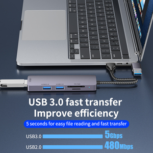 New USB 3.0/Loại C HUB Docking Station 5 trong 1 Multi-Port Adapter với USB 3.0 /2.0 SD (TF) Cổng Đầu đọc thẻ cho MacBook Pro - Product Image 5