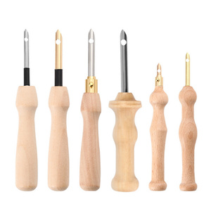 Laine Outil De Couture Manche En <span class=keywords><strong>Bois</strong></span> Épais Broderie Stylo Poinçon Aiguille En <span class=keywords><strong>Bois</strong></span> Poinçon Aiguille Points Crochet Crochet - Product Image 3