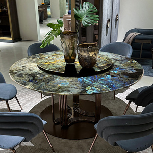 Mesa de comedor redonda de mármol real con Centro giratorio, mesa de comedor moderna de lujo con tapa de mármol natural de talian - Product Image 2