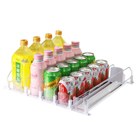 Organisateur de bouteilles automatique pour réfrigérateur, largeur réglable, système de gestion intelligent, étagère à boissons à double ressort, poussoir coulissant