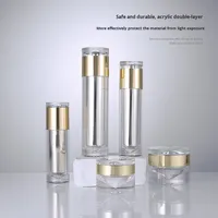 Haut de gamme 100ml acrylique presse-Type crème pour les yeux Lotion bouteille luxe cosmétique PE matériel bouchon à vis 30g pour emballage de soins de la peau