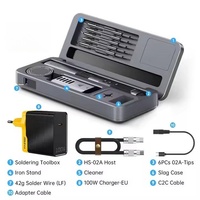 Fer à souder électrique portable FNIRSI HS-02A HS-02B 100W, haute durabilité, poignée crayon, chauffe en 2s, batterie incluse, boîte de rangement