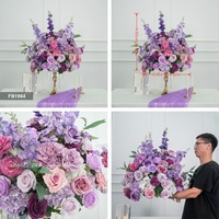 Centro de mesa con bola de flores artificiales de lavanda púrpura, arreglo floral para decoración de bodas, banquetes, eventos y fiestas.