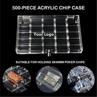 Boîte à jetons de poker en acrylique transparente 500 pièces 40 mm 25 emplacements verrouillable avec 2 clés Soirée poker Fournisseur OEM en gros