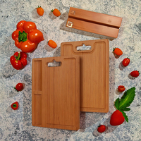 Houten bamboe snijplank rechthoekig, 2,0 cm dik, 4 compartimenten, voor kaas, party, charcuterie, delicatessen, slagerblok