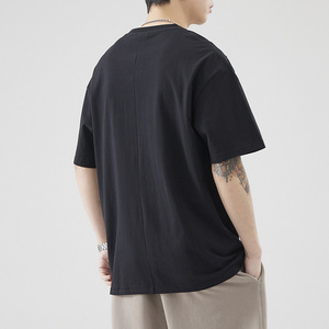 2025 Nueva camiseta de verano fina transpirable de algodón puro de 5 puntos, una camiseta suelta e informal de bolsillo pesado para hombres - Product Image 4