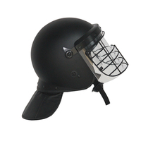 Casque en polycarbonate avec protection en maille métallique, anti-coupure, résistant au feu, anti-émeute, avec visière plate et incurvée