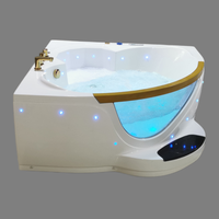 Nouveau modèle avec système intelligent, baignoire d'angle en acrylique écologique pour 2 personnes, bain à remous, spa jacuzzi avec 6 jets pour villas