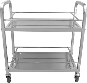 Stainless Steel <b>Serving</b> <b>Trolley</b> with Guardrail, Commercial Wheeled Food Service Cart for Hotel Restaurant Catering Transport - Product Image 3