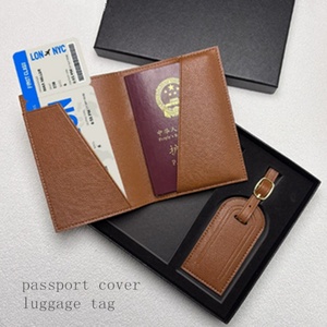 Factory Price Pu Leather <b>Passport</b> Cover Customized Design Multifunctional Travel <b>Passport</b> Holder and Luggage Tag Set with Box - Product Image 3