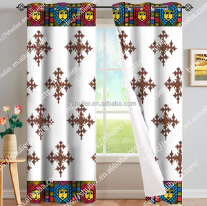 Impresión 3D tradicional etíope y eritreo Cruz diseño Villa sala de estar <span class=keywords><strong>cortinas</strong></span> para la fiesta de bodas - Product Image 4