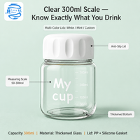 Gelas Mini 300ml Tutup Anti-Slip Anti Bocor Segel Kedap Udara Botol Infuser Kaca Tebal untuk Buah, Air, Kopi Es Grosir Peralatan Minum