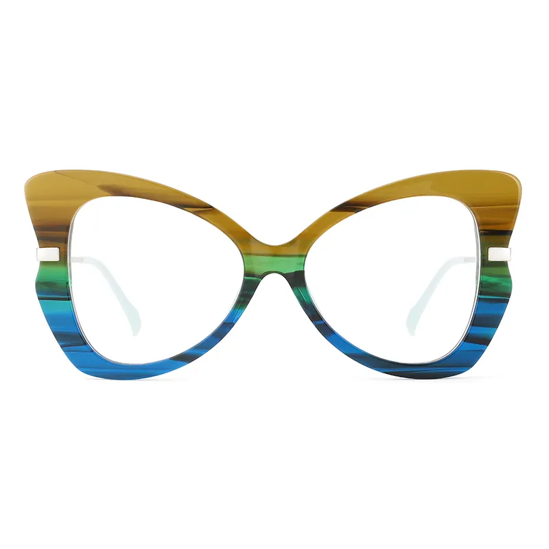 YC Optical Frames Glasses Anti Blue Light Metal Alloy Butterfly Shape New Model Fashion Acetate Glasses Eyewear