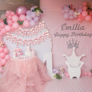 Guirnalda de Lazos de Cinta Rosa Pálido Hechos a Mano, Banner de Lazos de Satén para Chimenea, Fondo de Boda, Cuna de Bebé, Decoración para Colgar en la Pared del Hogar - Product Image 3