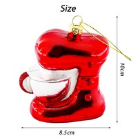 Ornement de Noël en verre soufflé en forme de robot culinaire rétro, machine à café, décoration de sapin de Noël suspendue, boule en verre
