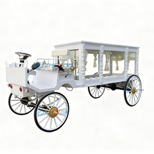 Cercueil électrique rétro blanc, voiture funéraire électrique vintage blanche, cercueil électrique tiré par des chevaux blanc, voiture funéraire classique blanche - Product Image 1