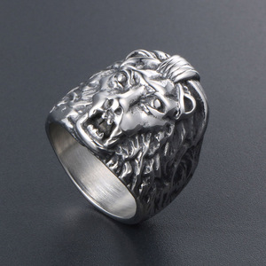 Men's Titanium Steel Lion Head <b>Ring</b> SA515 Vintage Animal Design Gift Jewelry - Product Image 2