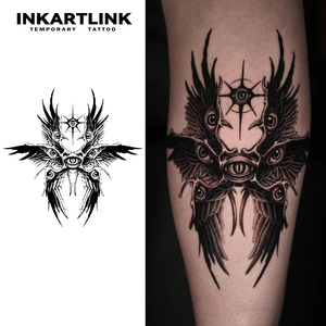 Adesivo per Tatuaggio INKARTLINK Dark Angel, Realistico, con Ali Multiple, Gotico, Semi-Permanente per 15 Giorni, Arte Corporea per Braccio - Product Image 2