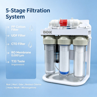 Système de filtration d'eau sous évier électrique 100G, système d'osmose inverse à 5 étapes avec base, robinet et réservoir