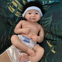 Poupée Bébé Fille en Silicone Souple de 18 Pouces, Corps Entier, Bouche Ouverte, Réaliste, Type Reborn, Certifiée CE, pour Tous les Âges, Jouet Fait Main