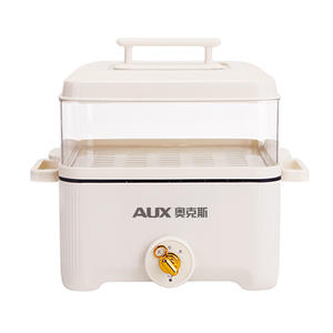 Vaporera Eléctrica AUX de 4L con Control Mecánico, Doble Capa, Tapa Transparente, Color Blanco Hueso, Electrodoméstico de Cocina - Product Image 1