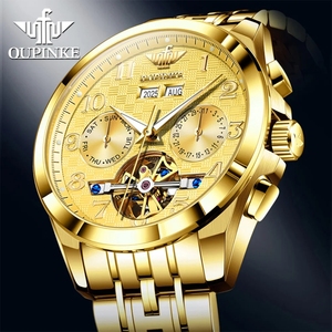 Montre homme OUPINKE 3263, luxe, saphir, automatique, mécanique, étanche, lumineuse, calendrier, semaine, cadeau de marque. - Product Image 3