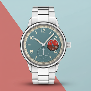 Jam Tangan Pria Klasik Kronograf dengan Tali, Casing Paduan Seng, Baja Anti Karat 22mm, Dial Merah, Kaca Kristal, Mesin Jepang, Tahan Air - Product Image 3