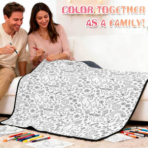 Manta de Diseño Personalizado para Colorear, Manta de Felpa Lavable, Manualidades Creativas, Arte Textil, Manta de Juego con Lápices de Acuarela - Product Image 2
