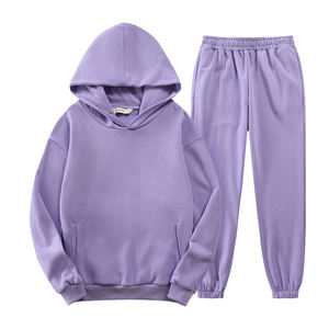 冬季女装100% 有机纯棉2件套女式连帽衫连帽衫套装 - Product Image 5