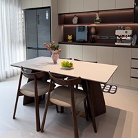 Vintage-Stil Retro Macchiato Massivholz-Esstisch Reinweißer Schiefer Neuer Minimalistischer Rechteckiger Französischer Stil Zerlegbar
