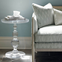 Table d'appoint ronde en acrylique de luxe de Dubaï, table d'appoint transparente comme du cristal pour la maison, le bureau et le salon, design moderne, meubles de maison