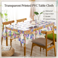 Nappe de table transparente en PVC imprimée, personnalisable, anti-taches, résistante à l'huile, imperméable, motif floral, pour usage domestique, WELL PLASTICS