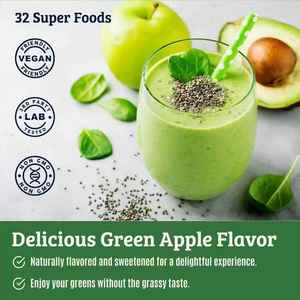 Supplément Superfood en poudre de légumes verts biologiques avec 32 fruits et légumes-Saveur de pomme végétalienne pour une nutrition quotidienne et un regain d'énergie - Product Image 3