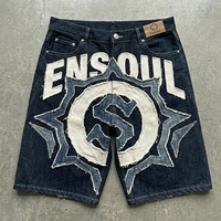 Shorts en jean déchirés pour hommes, style streetwear, avec logo personnalisé, broderie vintage, patch appliqué, délavé, décontracté