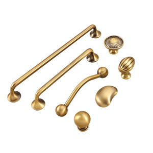 French Mid-century <b>Vintage</b> Brushed Brass Zinc Alloy <b>Cabinet</b> Knob, Single-hole Small Pull Handle for <b>Cabinets</b> & Furniture - Product Image 1