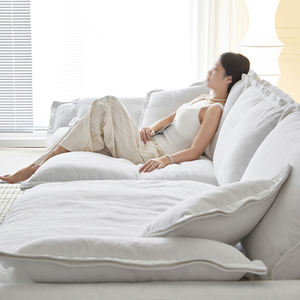 Juego de Sofás de Plumas Transpirable de Tela de Algodón y Lino Nórdico Desmontable y Lavable para Sala de Estar Apartamento y Villa - Product Image 4