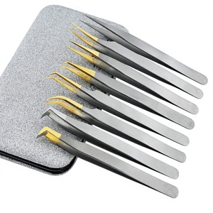 Pinzas de pestañas con punta de fibra Pinzas de pestañas de arranque de gran volumen Pinzas de extensión de pestañas de 45 90 grados para extensiones de acero inoxidable - Product Image 1
