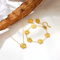MIRADIA-Conjunto de joyas de flores de acero de titanio para mujer, collar de acero inoxidable que no se deslustra
