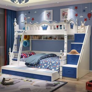 Lit mezzanine enfant avec toboggan et rangement, lit superposé avec petit toboggan et espace de rangement - Product Image 1