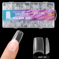 600 pièces Gel X Kit d'ongles conseils Extra court carré presse sur ongles Extension mat clair 12 tailles Gel doux faux ongles Art conseils