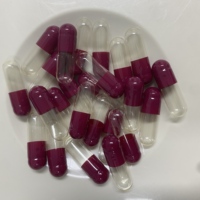 Capsules vides en gélatine bovine certifiées Halal GMP ISO, solubles dans l'estomac, logo personnalisable, couleur écarlate, tailles 0 et 00, échantillon