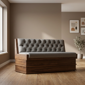 Modern Upholstered Restaurant Booth <b>Bench</b> Solid <b>Wood</b> Frame High-Density Foam Cushioned Seating Tufted Back for Cafe Hotel Bar - Product Image 3