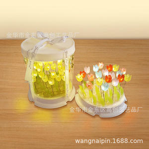 Tulip Night Light DIY Craft Kit Cake Box Shape LED Tap Control Battery Powered Creative Gift - Product Image 3