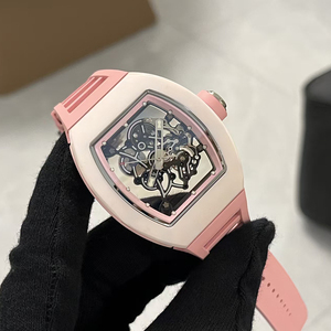 Reloj de Pulsera para Hombre, Estilo Vibrante, Caja Rosa, Correa Blanca, Esqueleto, Mecánico Automático, Luminoso, Deportivo, a la Moda, Novedad - Product Image 2