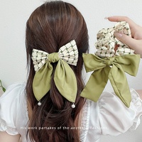 Bandeau cheveux rétro avec nœud vert, chouchou, accessoires pour cheveux printemps et été