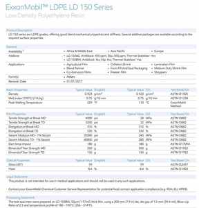 ExxonMobil LDPE LD150BW MFR 0.75 Film Grade Agent antidérapant Ldpe Granules Vierge Polyéthylène Basse Densité Vierge LDPE Granules - Product Image 2