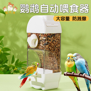 Mangeoire automatique pour oiseaux Crown Asia, anti-éclaboussures, avec récipient transparent pour l'alimentation des perroquets - Product Image 2