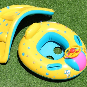 Flotador Inflable para Piscina de Bebés con Toldo Protector Solar Extraíble, Equipo de Juego Acuático para Niños Pequeños con Bomba Manual y Asa de Seguridad - Product Image 5