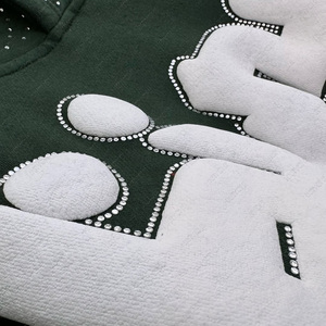 Impression de strass de haute qualité pour sweat-shirt personnalisé 360GSM lourd 100% coton col rond streetwear unisexe coupe régulière - Product Image 5